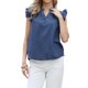 thumbnail image 1 of INSPIRE CHIC Top de Mezclilla sin Mangas para Mujer con Mangas Volantes Lindas, Cuello en V con Cuello, Blusa Casual de Jean S Azul, 1 of 6