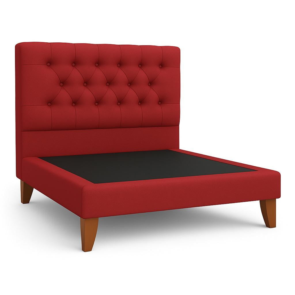 Ethan Desing - Cama Plaza Y Media Rojo Italiano Respaldo + Base