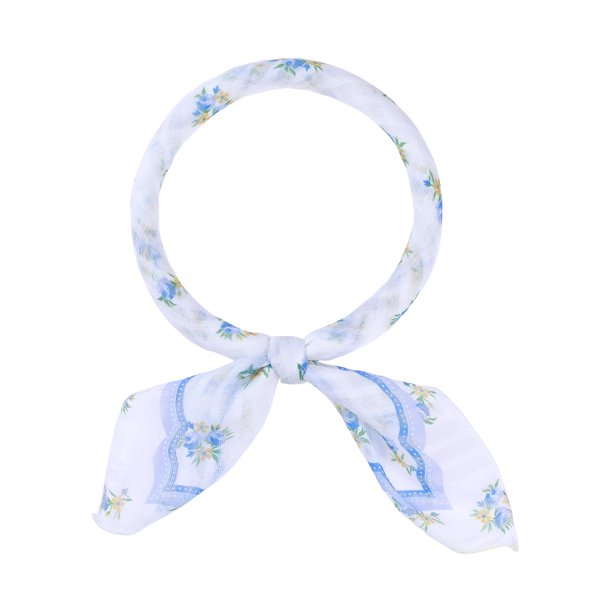 INSPIRE CHIC Pañuelos de Algodón Mezclado con Estampado Floral para Mujer, 21.7" Pequeño Cuadrado Flores Pañuelo para la Cabeza Flores-Azul