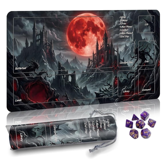 Tapete de juego Partypda MTG 61 x 36 cm impermeable antideslizante con dados