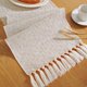 thumbnail image 1 of Xiao Hua Camino de mesa con borlas, beige, 33x122cm - Camino de mesa de poliéster, camino de mesa fino, camino de mesa rústico, camino de mesa decorativo para el hogar, 1 of 3