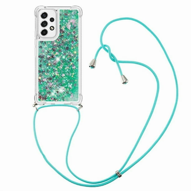 Funda FOXDOCK para Samsung Galaxy A53 5G con Cuerda Ajustable, Brillo Líquido, Protección Antigolpes y Lente – Ideal para Regalo