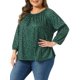 thumbnail image 4 of Agnes Orinda Blusas de Mujer Tallas Grandes Día de San Patricio Lunares Manga 3/4 Blusas Casual Túnica Cuello Redondo Camisas 2X Verde Oscuro, 4 of 6