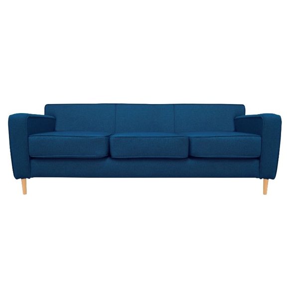 Sofá Lilen 3 Cuerpos Felpa Azul