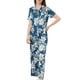 thumbnail image 2 of INSPIRE CHIC Conjunto de Pijama de Satén para Mujer Seda Floral Manga Corta Top y Pantalones 2 Piezas Pijamas XS Azul, 2 of 6