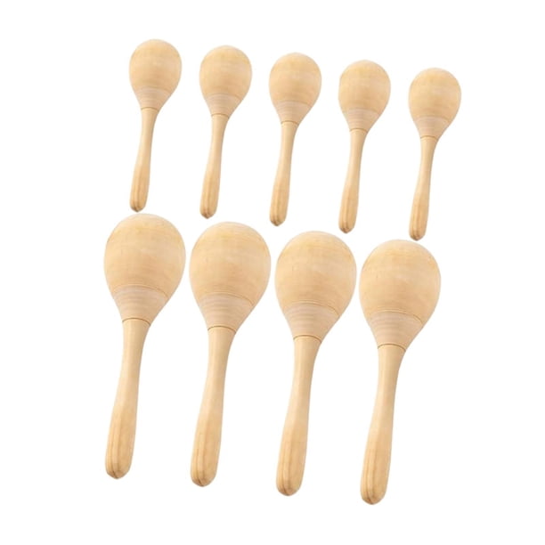 Percusión de mano de madera para niños para niños Instrumento musical inacabado maracas maracas maracas maracas maracas para decoración de artesanías 9 piezas