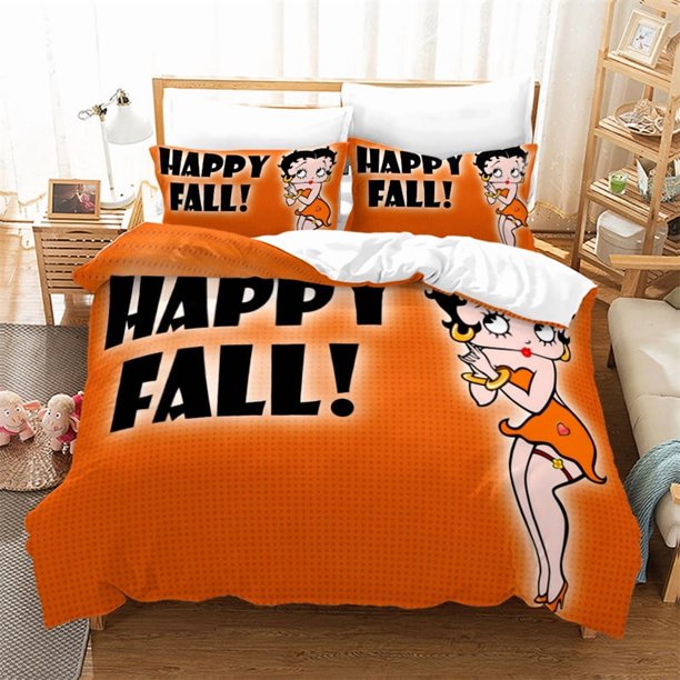 Cover Set Bedding Set Home Textiles Happy Fall Betty Boop Gift3-Piece Bedding Set (1 Duvet Cover + 2 Pillow Shams)