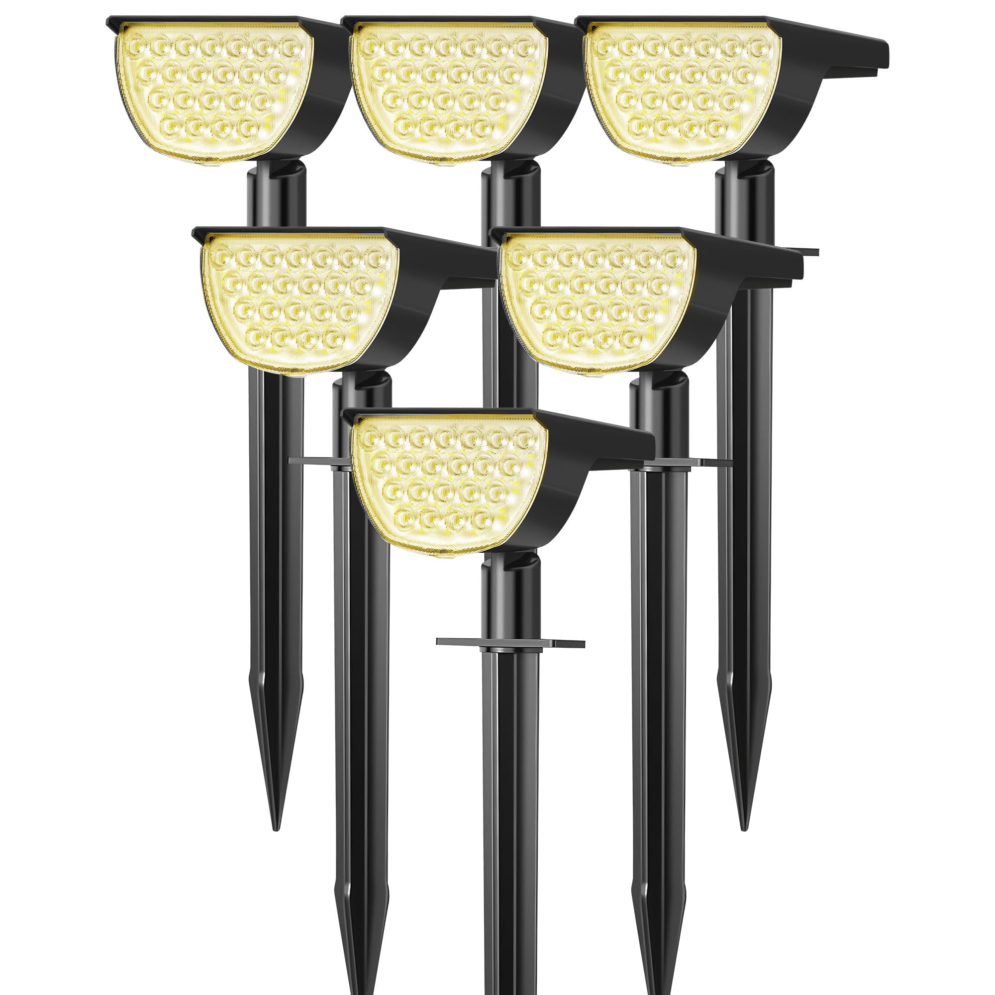 Focos Solares Exteriores Gkgg De 76 Led, Ip65, Impermeables, Paquete De 6
