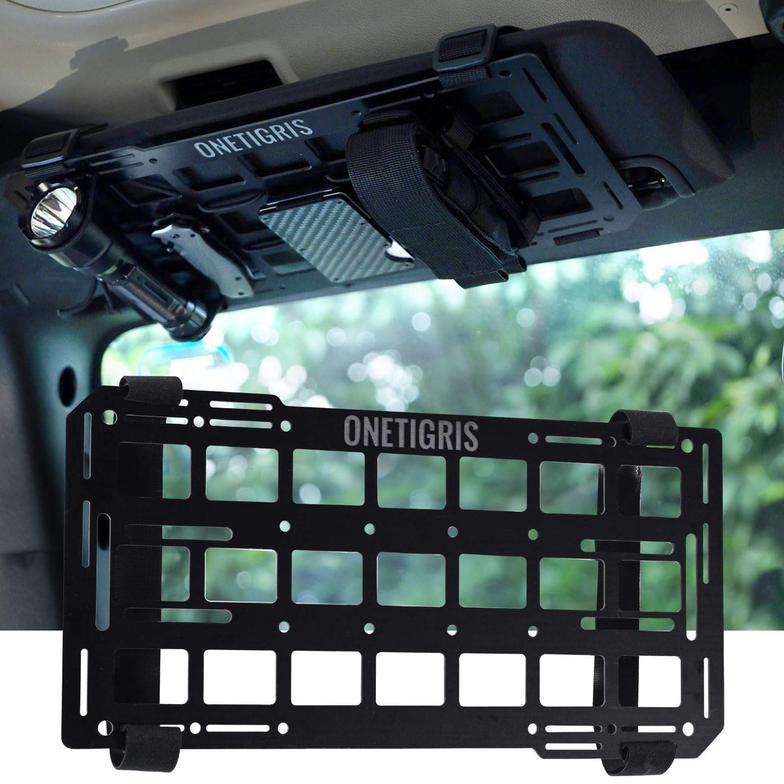 Organizador De Parasol Para Coche Onetigris, De Fibra De Vidrio Rígida, Molle