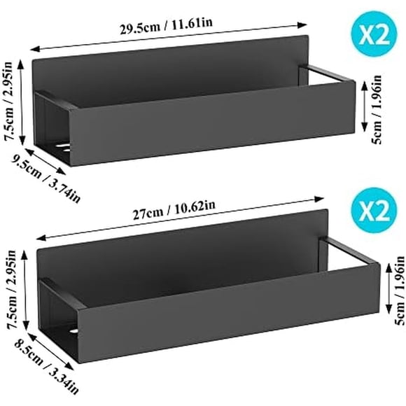 Estante Magnético para Especias HuggieGems 4 Pack Metal Negro