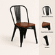 thumbnail image 5 of Pack de 4 sillas Tolix con asiento de Madera Oscura Walnut - Negras, 5 of 7