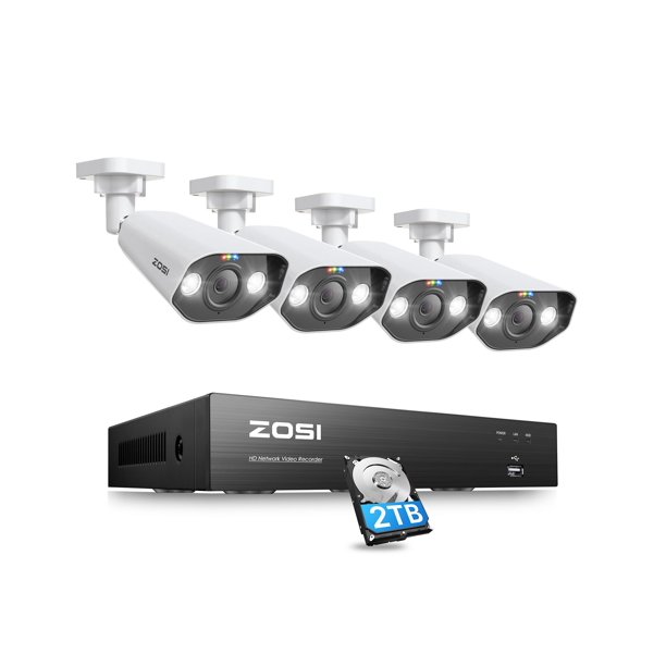 Sistema de cámaras de seguridad ZOSI 4K PoE de 16 canales, NVR de 8 MP con HDD de 2 TB
