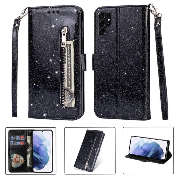 Funda para FOXDOCK Elegante funda Samsung Galaxy S23 Ultra Glitter con cremallera-Ideal para el uso diario