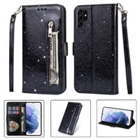Funda Para Foxdock Elegante Funda Samsung Galaxy S23 Ultra Glitter Con Cremallera-Ideal Para El Uso Diario