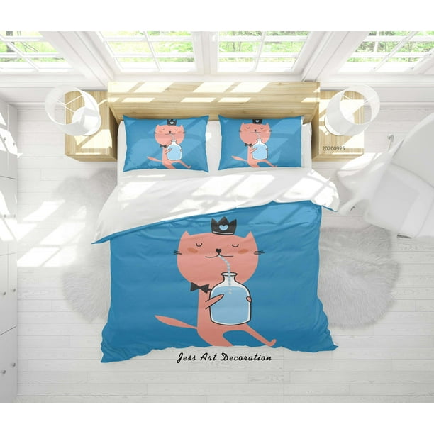 3D Cartoon Animal Cat Pattern Quilt Cover Set Ropa de cama Set Funda Nórdica