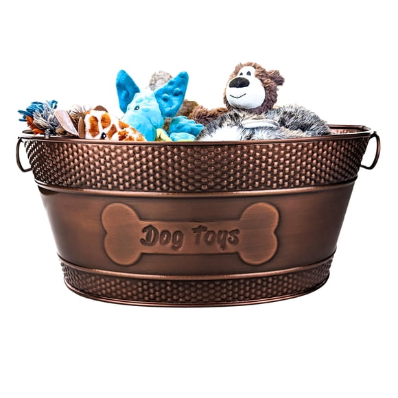 Papelera para juguetes para perros BREKX, indestructible, metal galvanizado