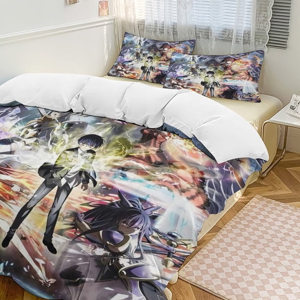 DATE A LIVE Anime Home Bed 3-piece Set Classic Japanese Anime Polyester Wash Student Dormitory Set