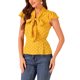 thumbnail image 4 of INSPIRE CHIC Blusa de Mujer para Regreso a Clases Lunares Lazo Cuello Volantes Manga Corta Top para Trabajar L Amarillo, 4 of 5