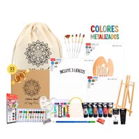 Celebra Ideas - Set Kit De Arte Pinturas Acrílicas Metalizados Con Bastidores Y Marcadores