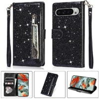Funda Para Foxdock Elegante Funda Google Pixel 9 Pro Xl Glitter Con Cremallera-Ideal Para El Uso Diario