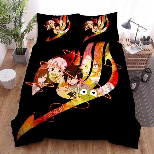 Fairy Tail Logo With The Characters Quilt Duvet Cover Set Bedding Double3-Piece Bedding Set