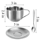 thumbnail image 2 of Set 4 tazas de acero inoxidable con cucharas y platos okl..., 2 of 3