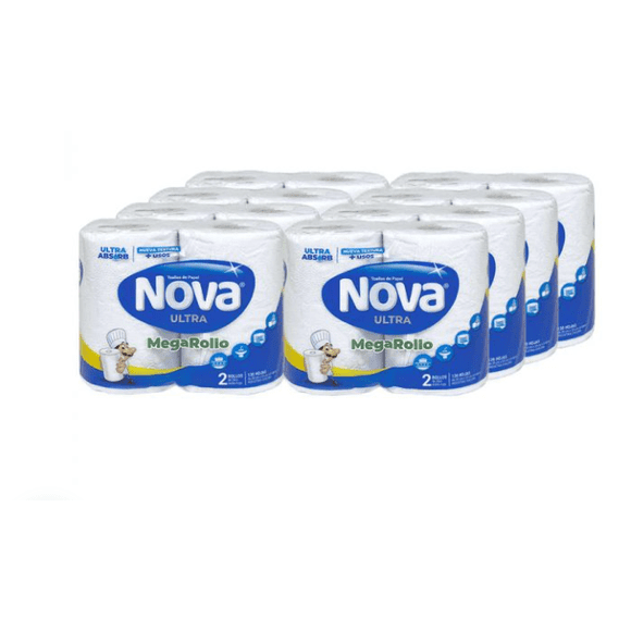 Toalla Nova Ultra Absorb Mega Rollo 24mts X 16 Rollos