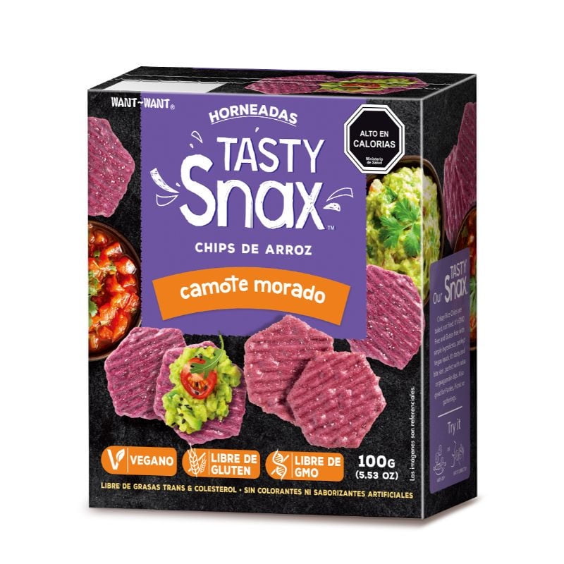 Chips De Arroz Sabor Camote Morado 100 g Tasty Snax