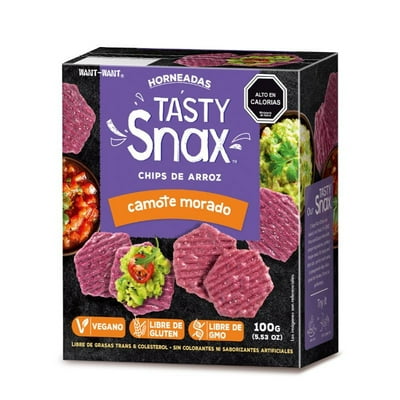 Chips De Arroz Sabor Camote Morado 100 G Tasty Snax
