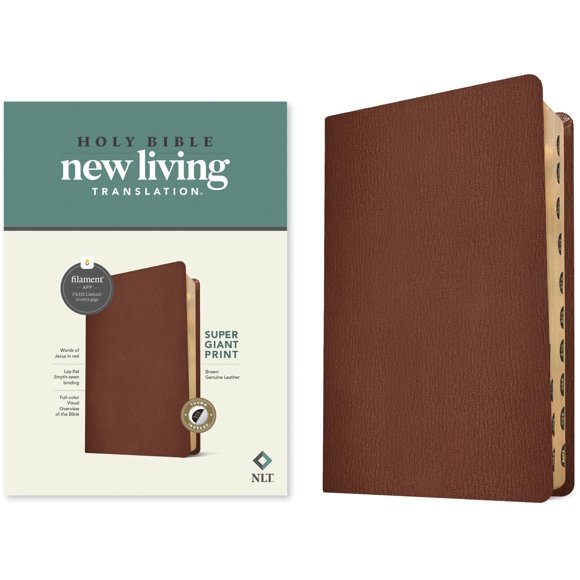 Biblia Tyndale NLT Impresión Súper Gigante con cubierta de cuero marrón