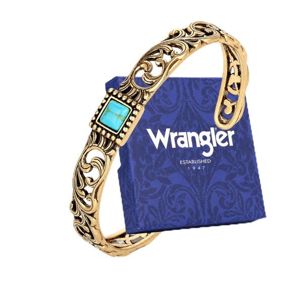 Pulsera Montana West Wrangler Turquesa con Motivo Floral Tallado