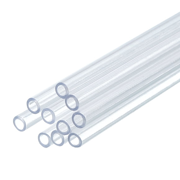 Uxcell Paquete de 10 Tubos Rígidos de Plástico Transparente 2mm ID x 3mm OD, Tubos Redondos de Policarbonato para Tubería de Agua de Acuario