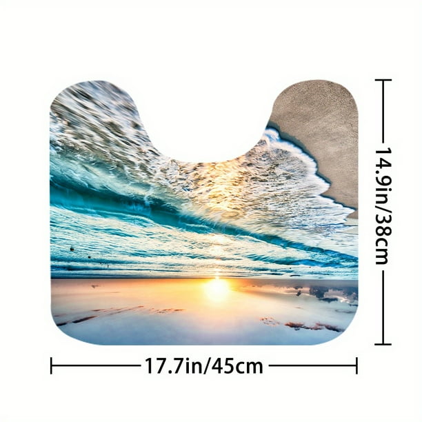 1pc Bathroom Rugs Shower Curtain, Sea Wave Pattern Shower Curtain With 12 Plastic Hooks, Bathroom Non-Slip Mat, U Shaped Toilet Mat And Toilet Cover, Bathroom Accessories, Bathroom Decor, Home Decor