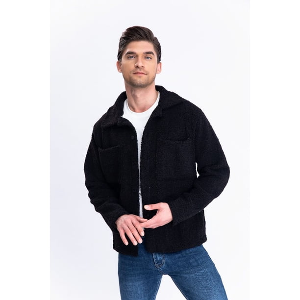 Chaqueta Poleron Invierno Hombre Tipo Corderito Bolsillos 7552