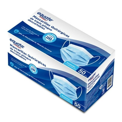 Mascarillas Quirúrgicas Triple Pliegue Descartables 50 Un Equate