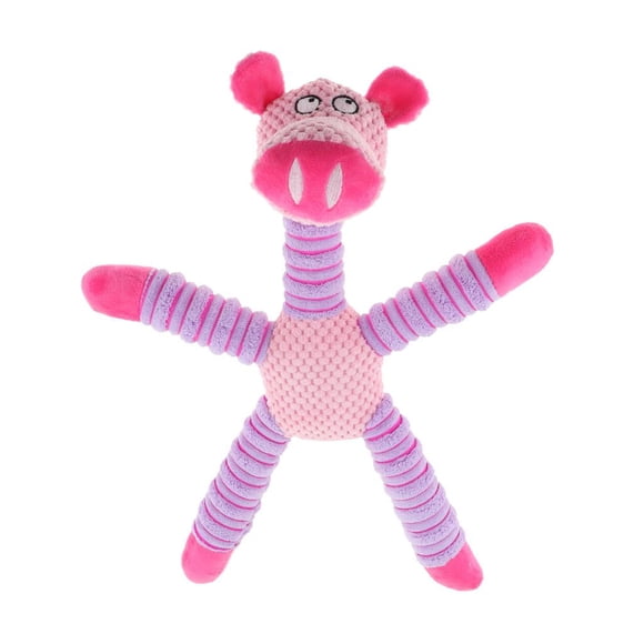 Juguetes para mascotas Squeak Plush Durable Chew Toy Dientes de limpieza para perro gato rosa