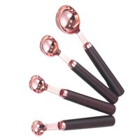 Bothyi - Juego De Cucharas Medidoras Con Mango De Madera Para Té, Accesorios Para Alimentos Líquidos Secos, 4 Cucharas Medidoras