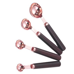 Bothyi - Juego De Cucharas Medidoras Con Mango De Madera Para Té, Accesorios Para Alimentos Líquidos Secos, 4 Cucharas Medidoras