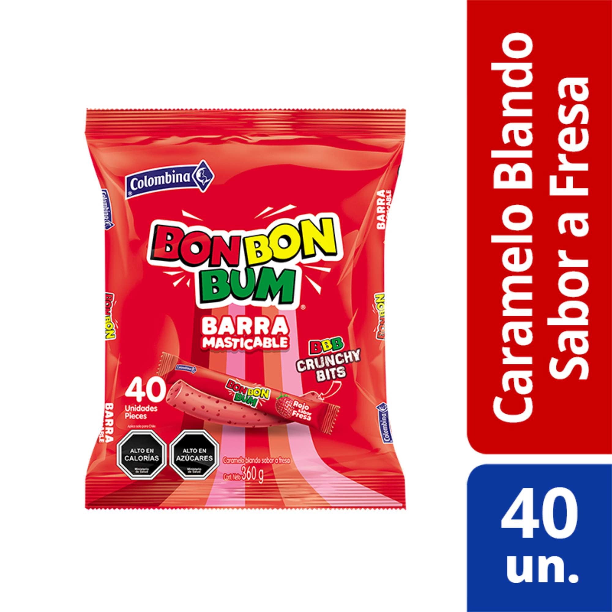 Caramelo Masticable Bonbon Bum Sabor Fresa 360 g Colombina