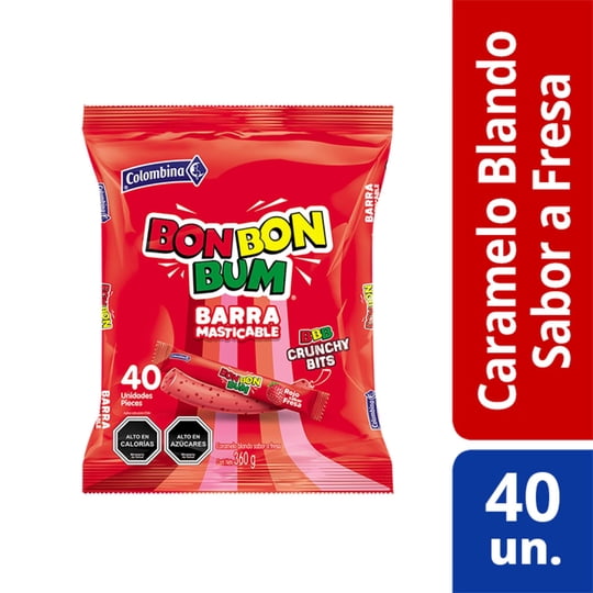 Caramelo Masticable Bonbon Bum Sabor Fresa 360 g Colombina