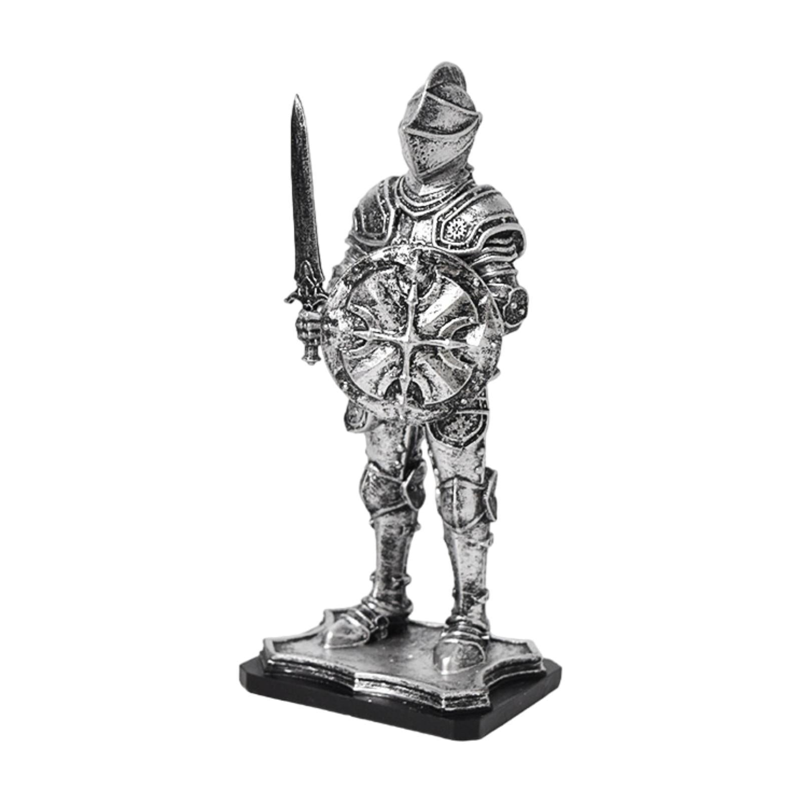 Bothyi - Estatua De Caballero Escultura Creativa Vintage Para Centro De Mesa Escritorio Entrada Plata