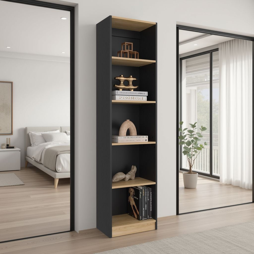 Tuhome - Estante 4 Repisas Home E2 180,6x45x29,9 Cm Wengue Y Fresno