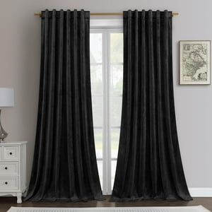 Cortinas Opacas Homeideas, Terciopelo Negro, 132 X 213 Cm, 2 Paneles