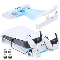 Soporte Horizontal Aaronmei Ps5 Con Ventilador Y Base Cargadora Blanco