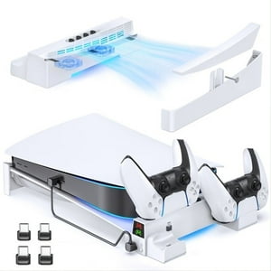 Soporte Horizontal Aaronmei Ps5 Con Ventilador Y Base Cargadora Blanco