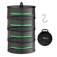 Ipower - Rejilla De Secado Plegable De 4 Capas Y 60 Cm Para Hierbas, Con Cremalleras, Aro Resistente Para Plantas Hidropónicas, Incluye Bolsa De Almacenamiento Y Gancho.