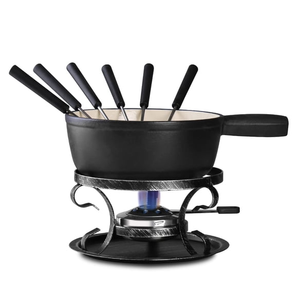 Set de ollas para fondue de queso Artestia, hierro fundido, estilo suizo, 2,1 cuartos