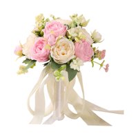 Bothyi - Ramo De Rosas De Seda Para Dama De Honor, Boda, Compromiso, Aniversario, Altura 25 Cm, Color Rosa