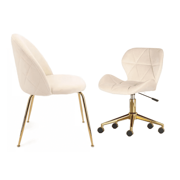 Pack de 2 sillas felpa gold beige