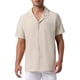 thumbnail image 1 of INSPIRE CHIC Camisas de Lino para Hombre Cuello Campamento Manga Corta Botón Abajo Camisas de Playa de Verano M Caqui, 1 of 6